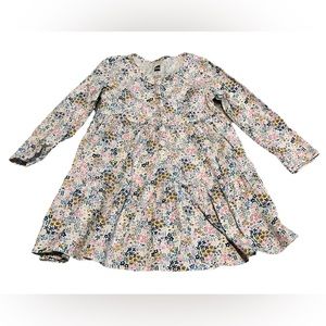 Tea Collection girls long sleeve button front dress. Floral. Size 3.